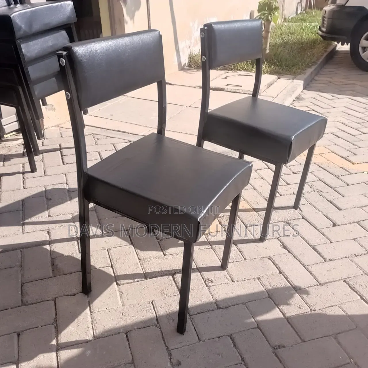 Black Padded Metal Frame Chair
