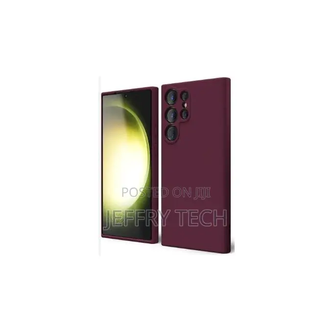 Silicone Back Cover for Samsung Galaxy S23 Ultra - Maroon, Anti-Finger
