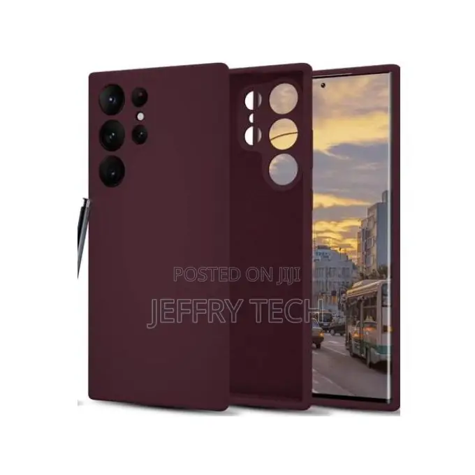 Silicone Back Cover for Samsung Galaxy S23 Ultra - Maroon, Anti-Finger