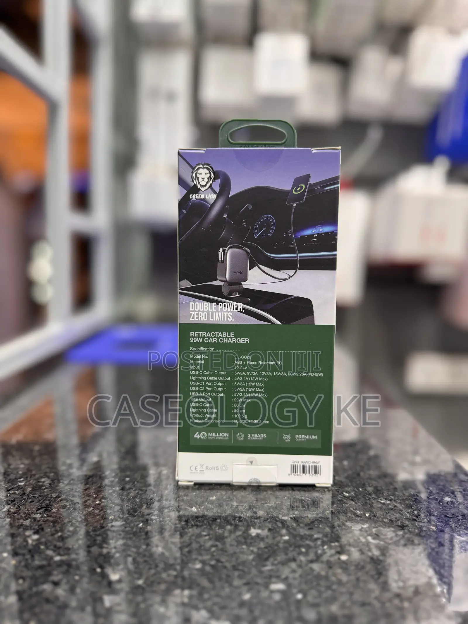 Green Lion 99W Retractable Car Charger