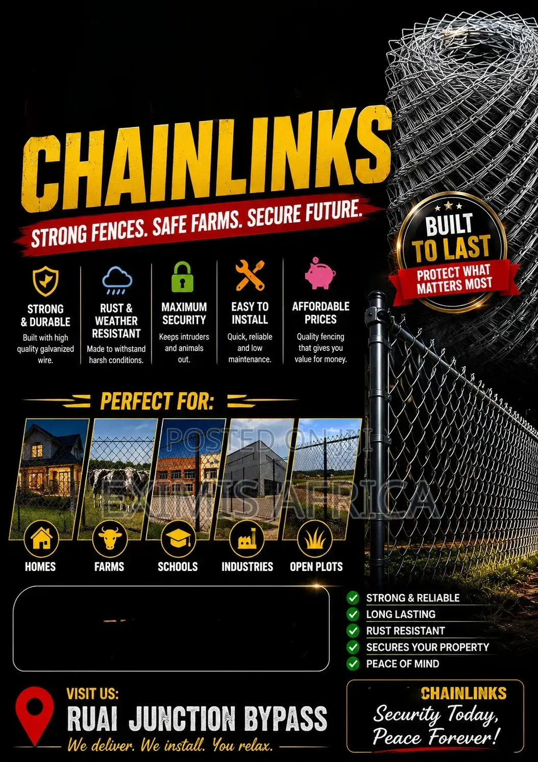 6FT PVC Coated Gauge 12.5 Chainlink 80X80MM
