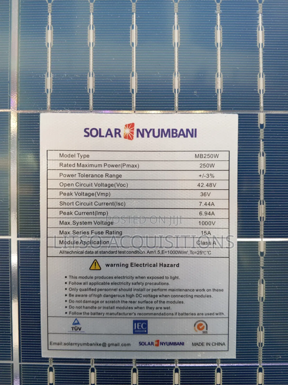 250W Solar Panel 36V Solar Nyumbani MB250W