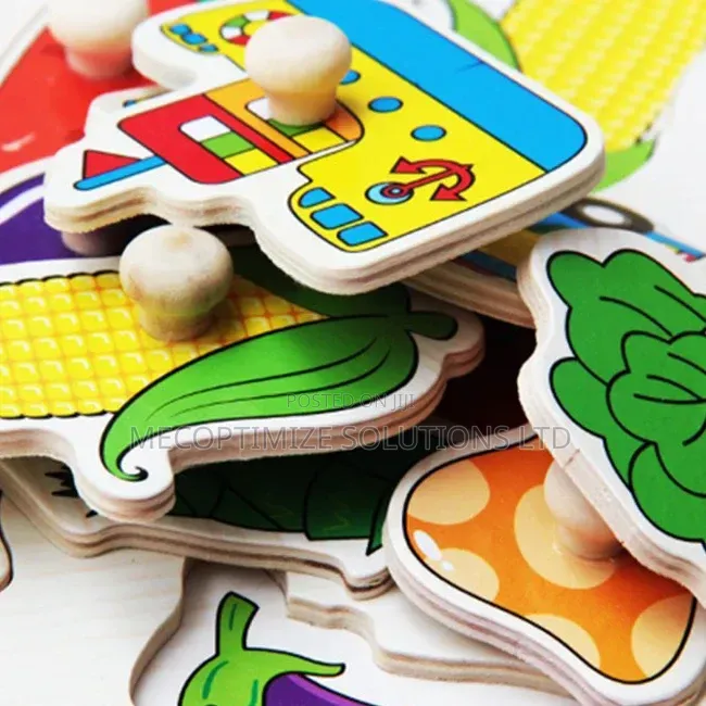 Montessori Wooden Transport Vehicles Knob Peg Puzzle Board for Kids