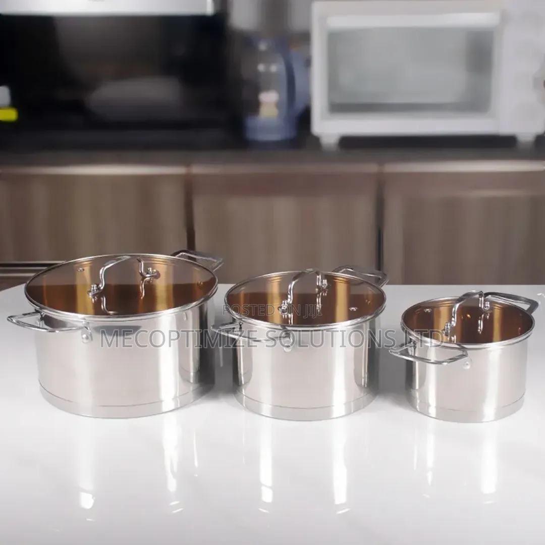 6pcs Stainless Steel Heavy Duty Pots Glass Lids Kitchen Cookware Set