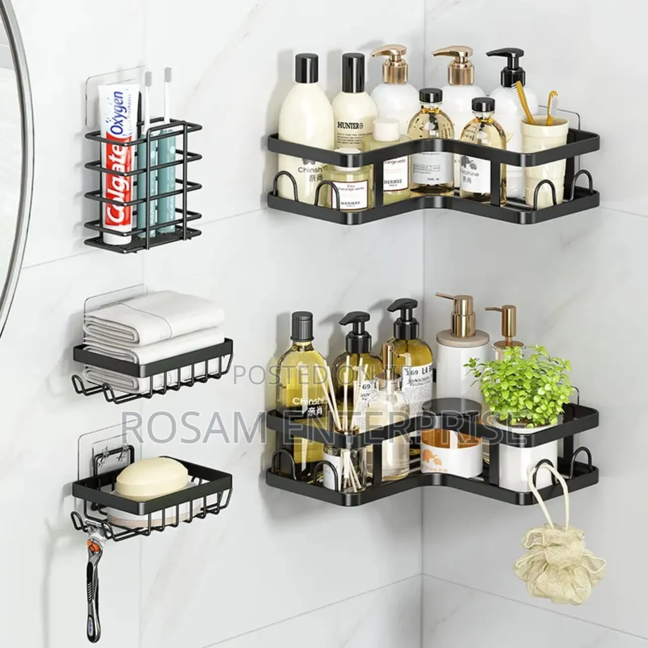 Wall-Mounted Bathroom Storage Rack/Shelf Set,