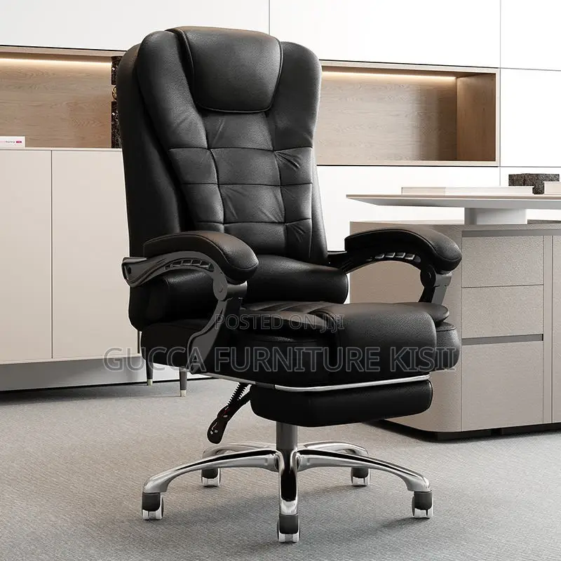 Office Chair; Executive Leather Office Seat With Footrest