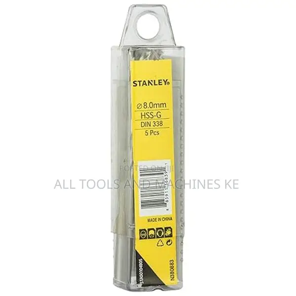STANLEY 8MM HSS Metal Drill Bits Pack of 5 Professional High Precision