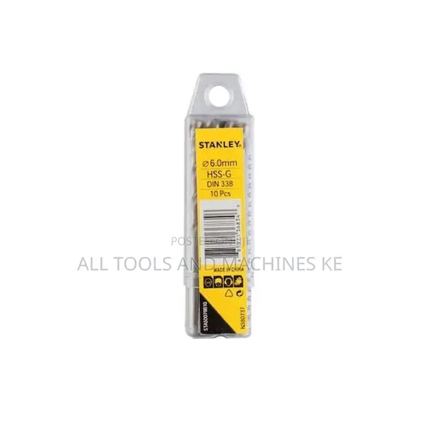 STANLEY 6MM HSS Metal Drill Bits Pack of 10 Durable Professional Tools