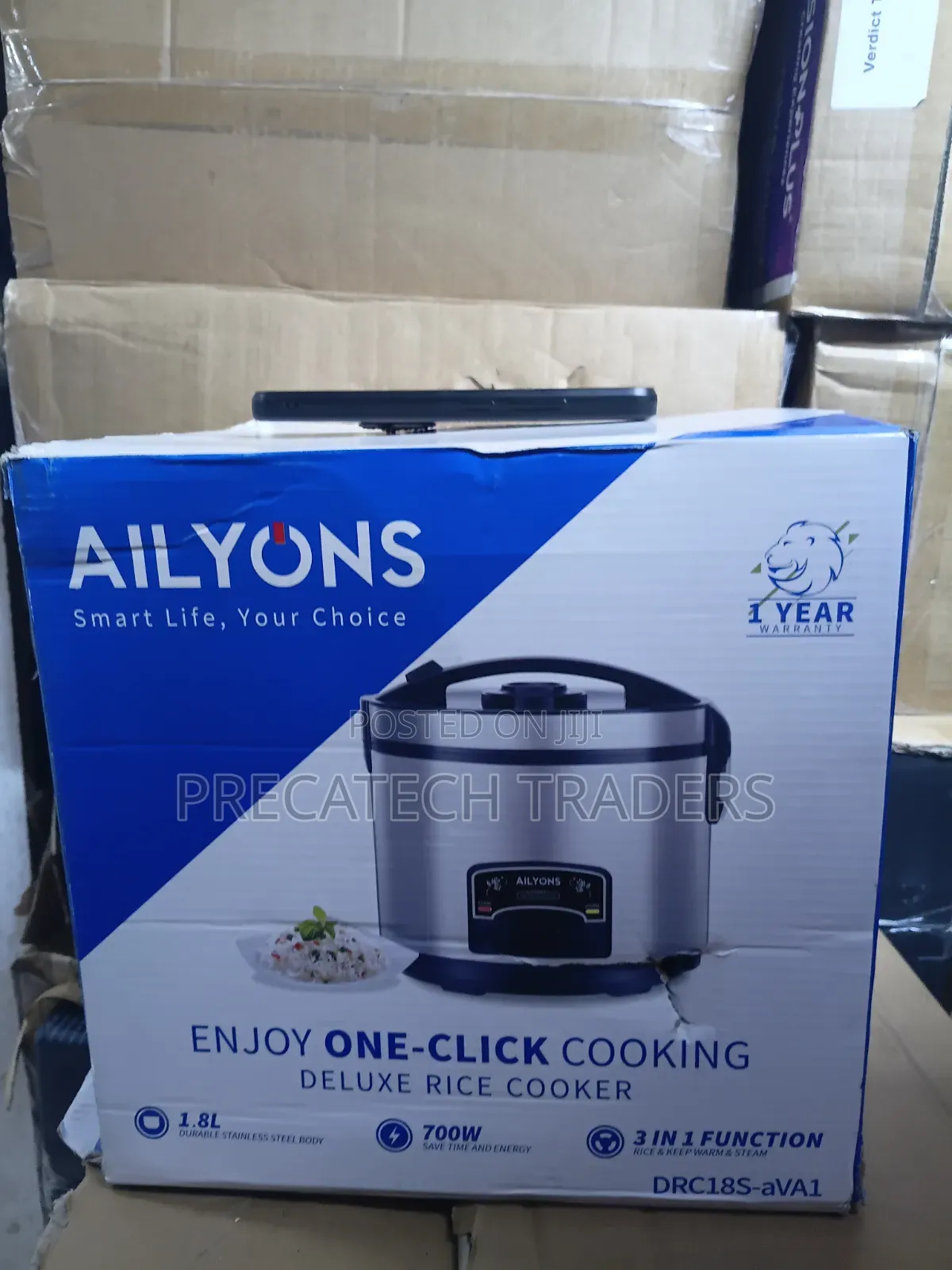 Ailyons Deluxe Rice Cooker 1.8L – Stainless Steel Body