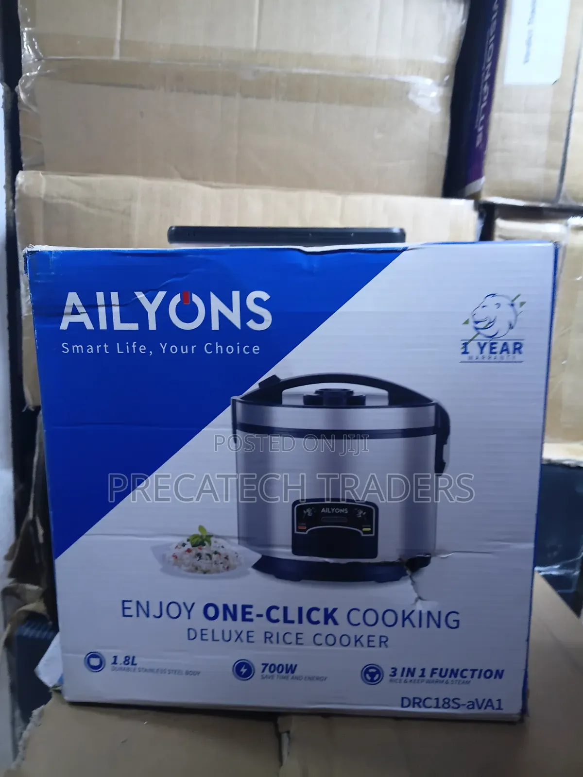 Ailyons Deluxe Rice Cooker 1.8L – Stainless Steel Body