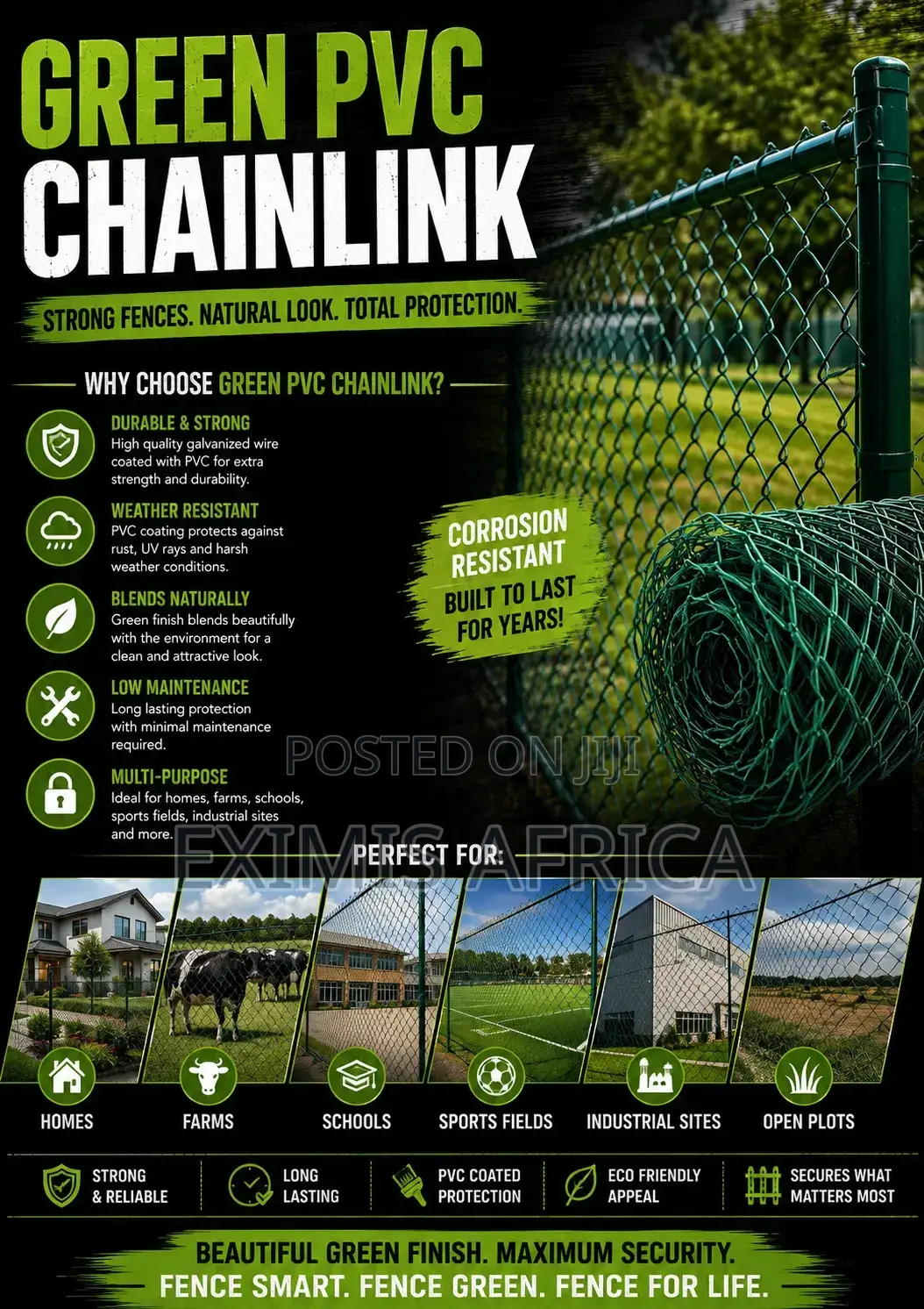 PVC Chainlink 5ft X 18m Long Heavy Gauge 12.5 80X80mm