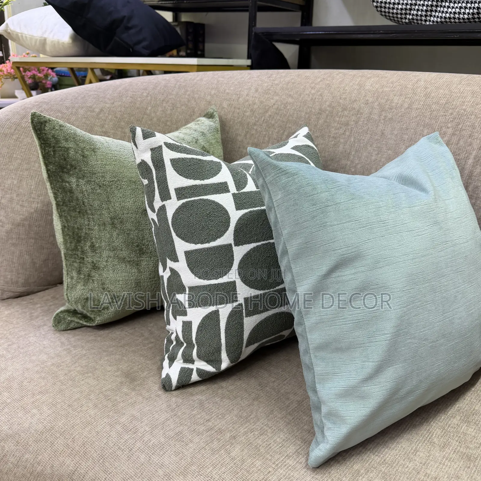 Sage Green Throw Pillow Covers With Fibre Pillow – 45x45cm