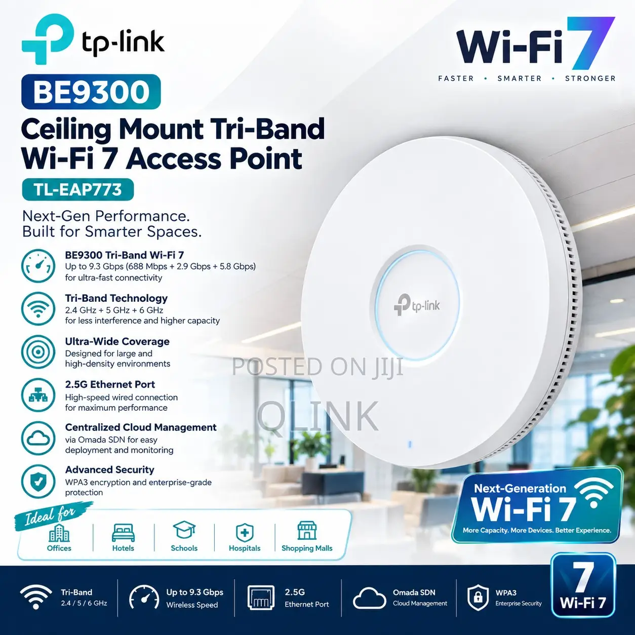 TP-Link BE9300 Ceiling Tri-Band Wi-Fi 7 Access Point - TL-EAP773