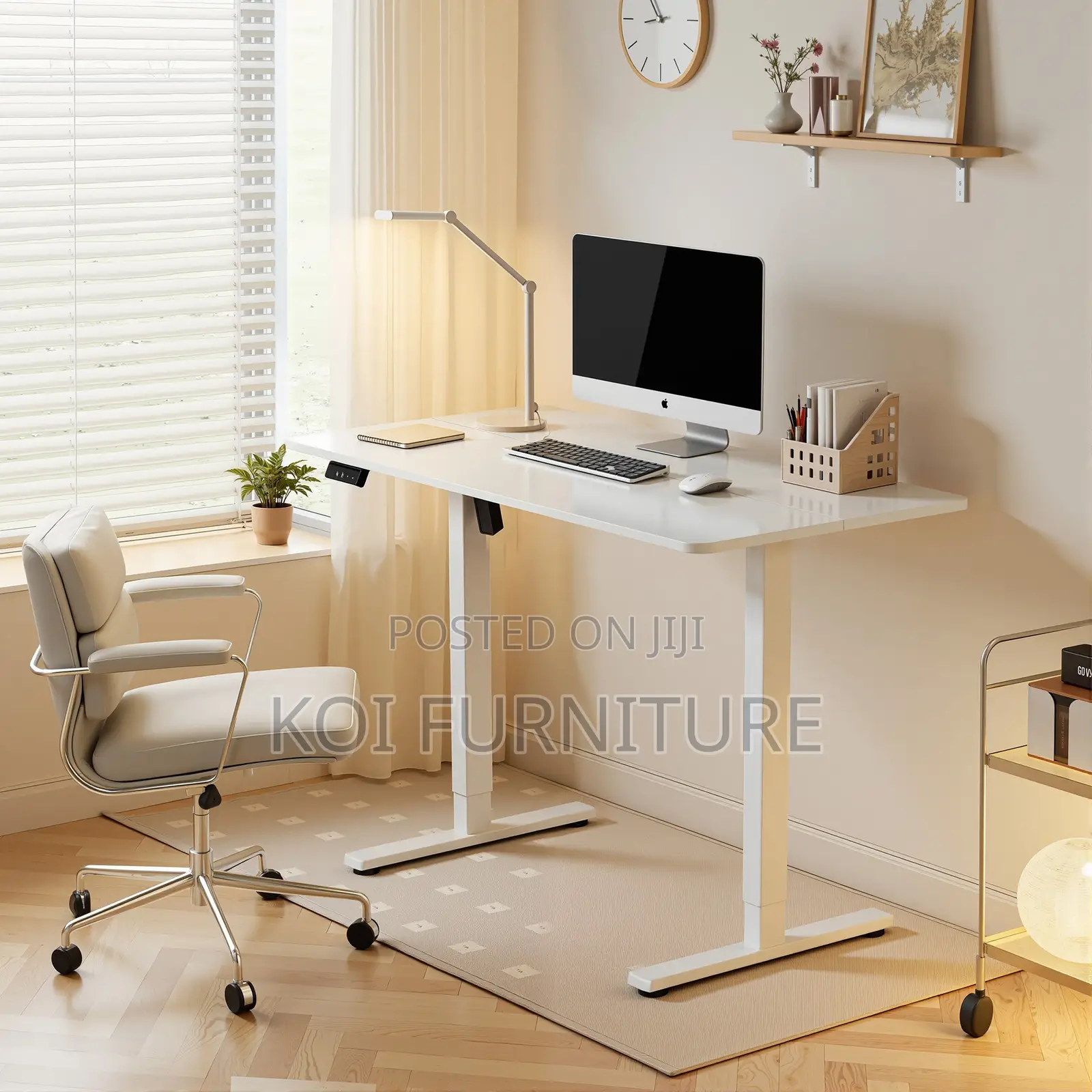 Office Desk; Monitor Height 1200MM White Ergonmic Office Desk