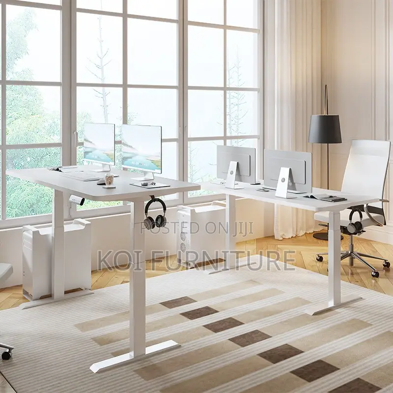 Office Desk; Monitor Height 1200MM White Ergonmic Office Desk