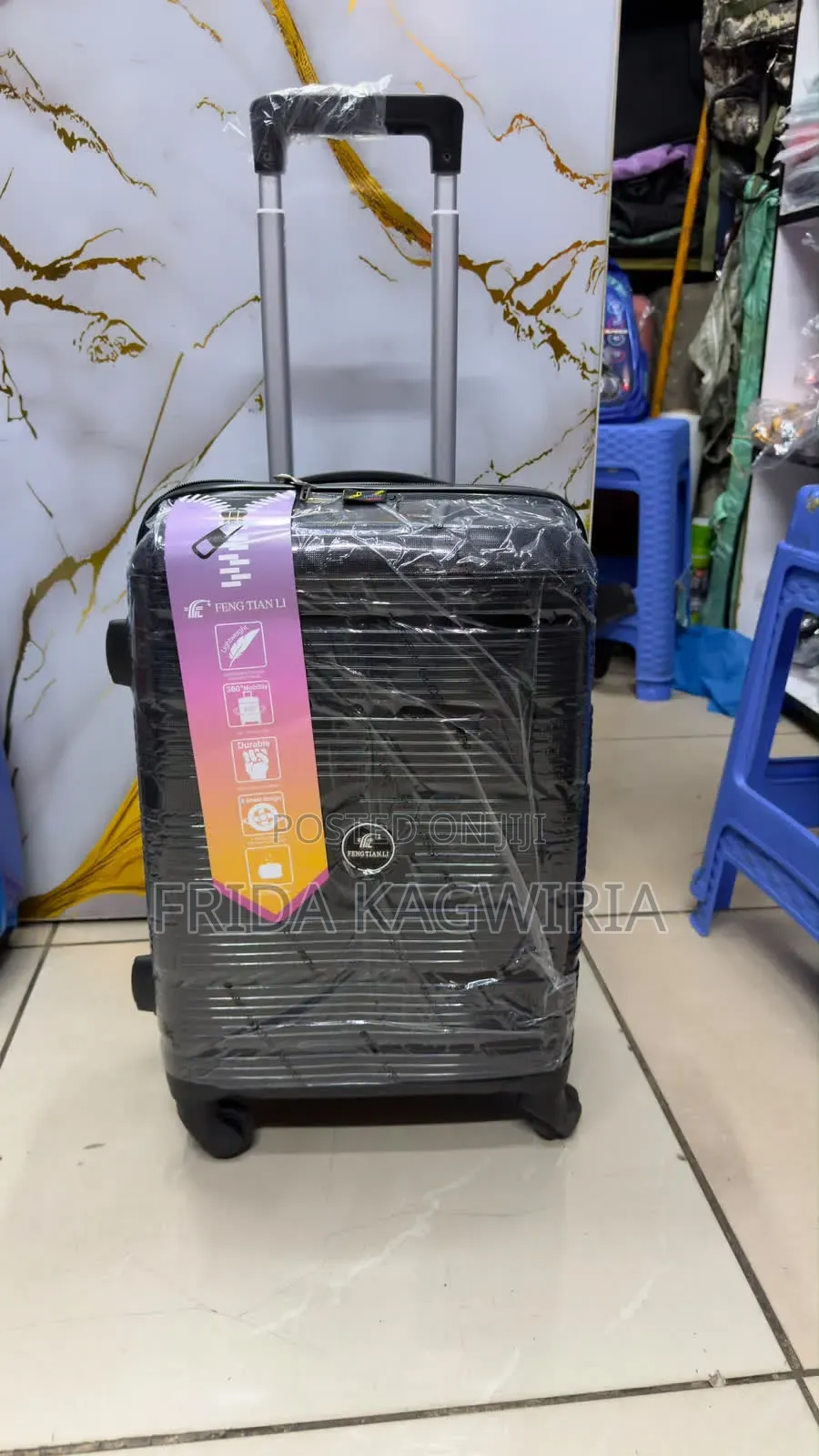 Small Size Rubber Suitcase 
Height 48cm (Black)