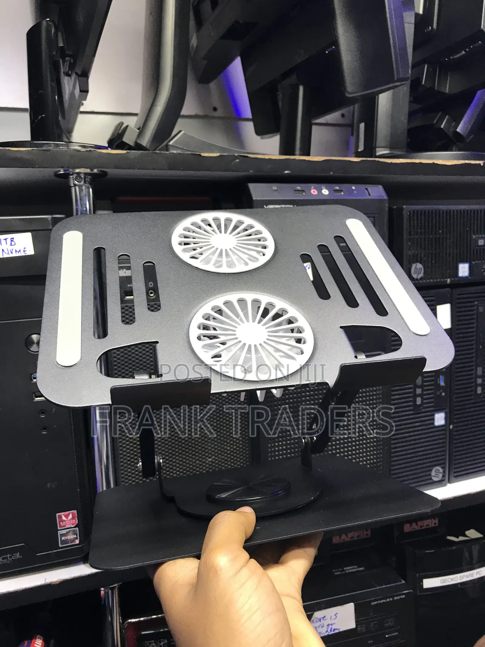 Metallic Laptop Stand With 2 Fans
