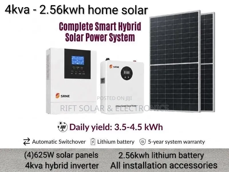 4kwh - 2.56kwh Lithium Offgrid -(4)625w Solar - Free Installation
