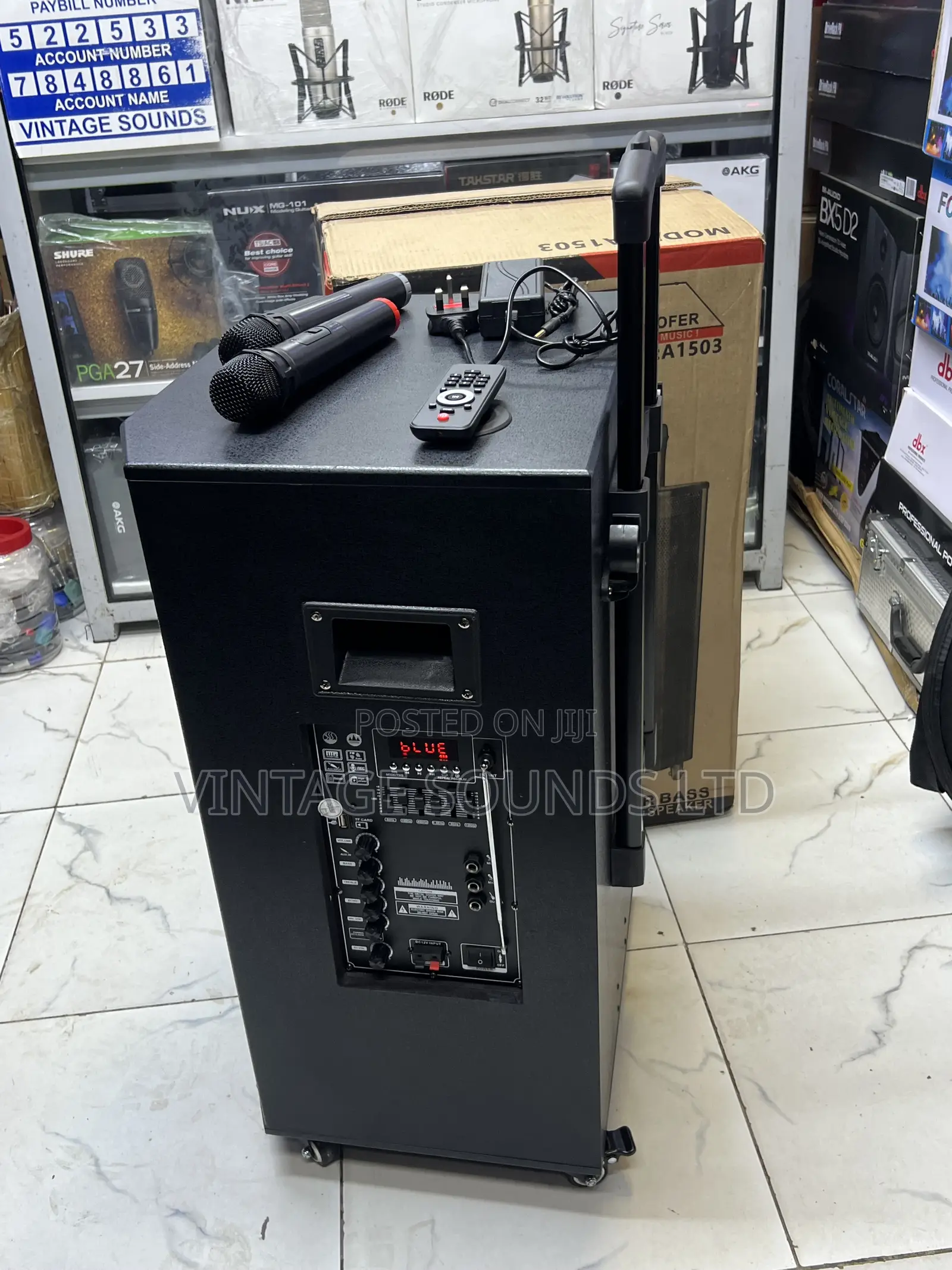 JBL A1503 15" Portable PA Trolley Speaker -With 2 Wireless Mics