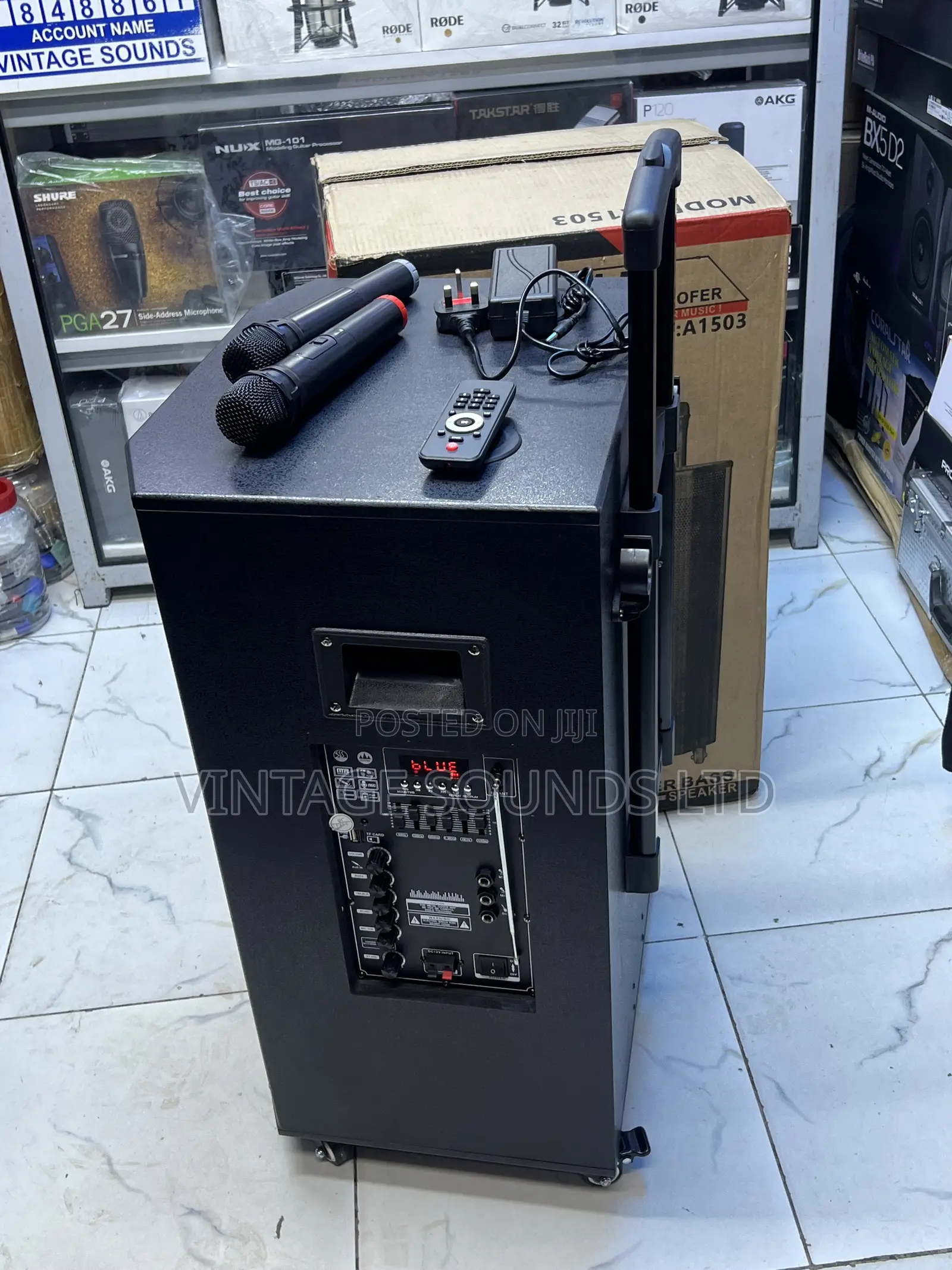 JBL A1503 15" Portable PA Trolley Speaker -With 2 Wireless Mics