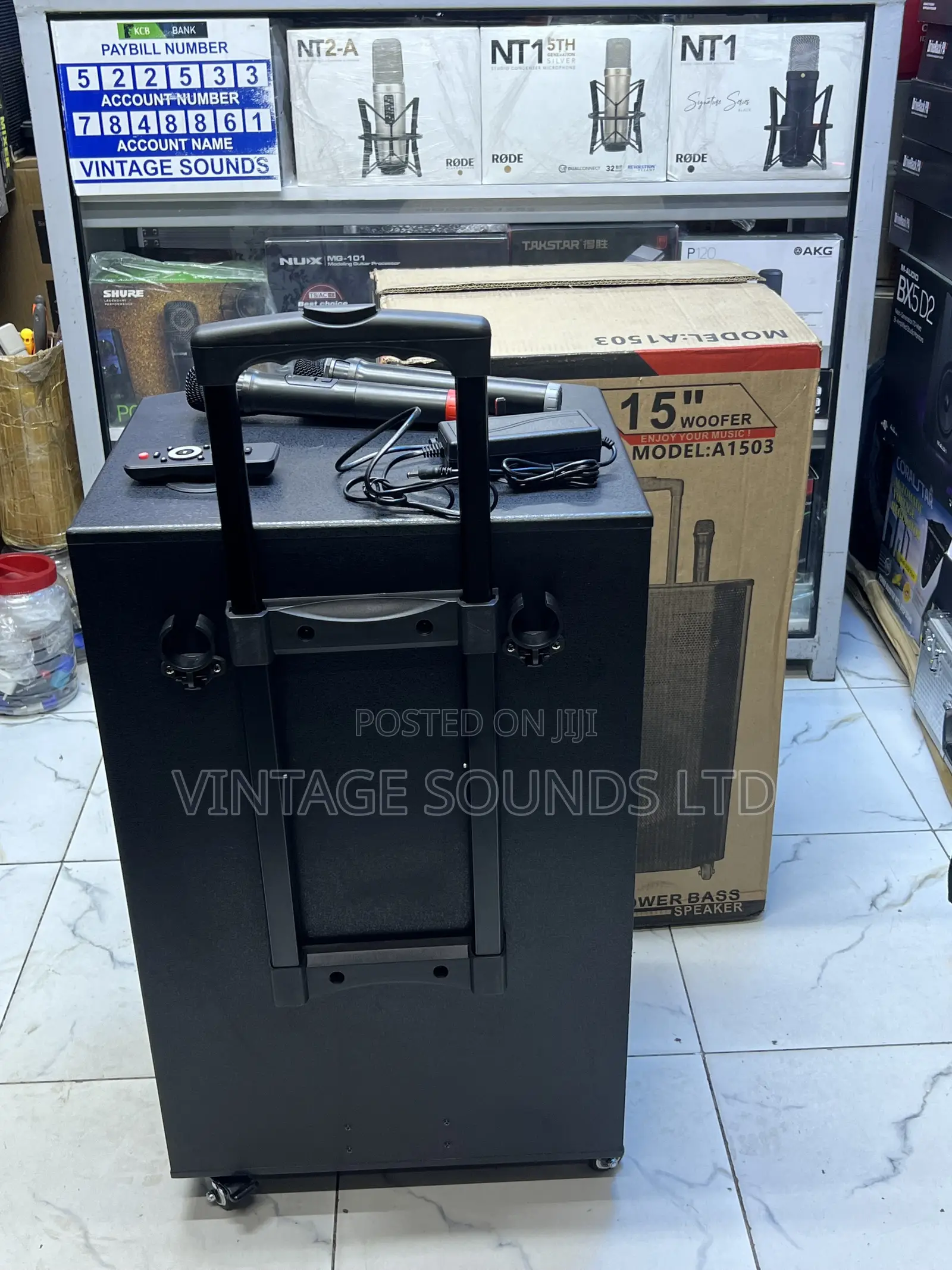 JBL A1503 15" Portable PA Trolley Speaker -With 2 Wireless Mics