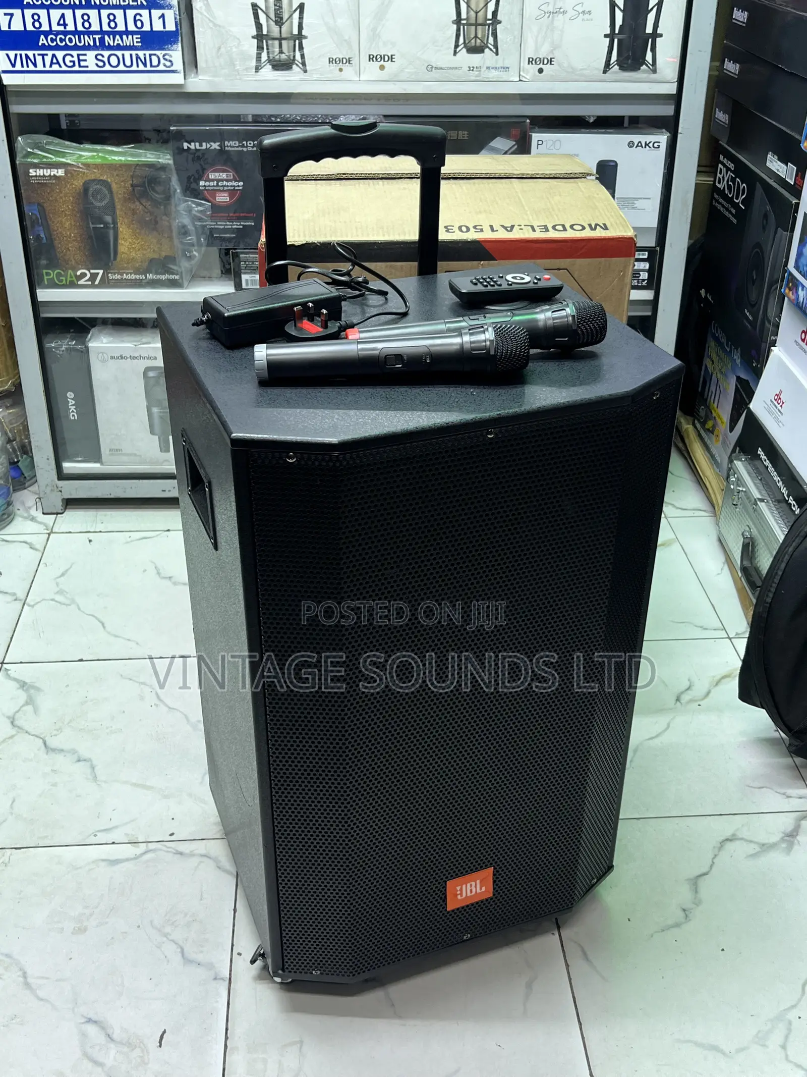 JBL 15-Inch Rechargeable Trolley Speaker (3200W Peak) + Dual Mics