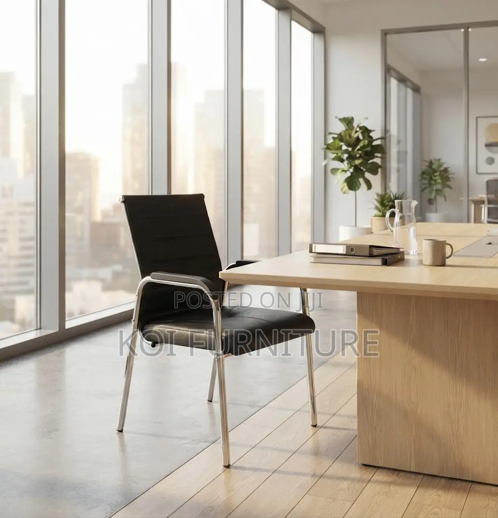 Office Chairs; Leather Reception Office Client Seat With Mid Backrest