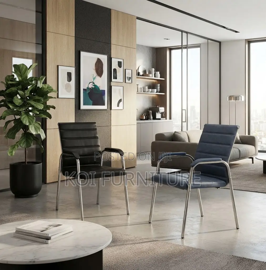 Office Chairs; Leather Reception Office Client Seat With Mid Backrest