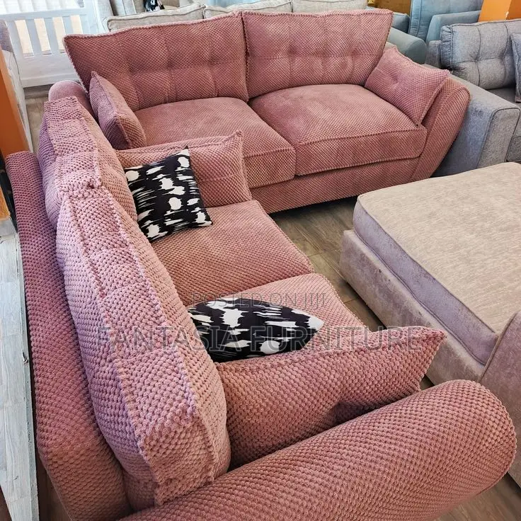 5 Seater Dusty Pink Tufted Butterfly Sofa