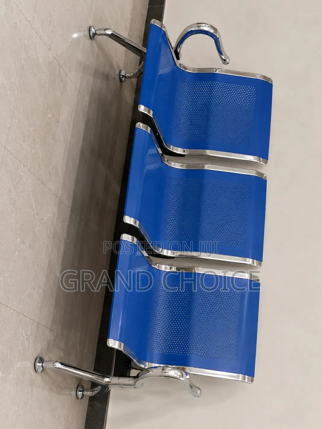 Blue Reception Chairs With Chrome Frame