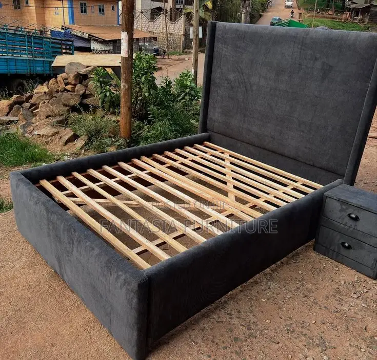 5x6 Charcoal Grey Wingback Chester Bed: Free Delivery