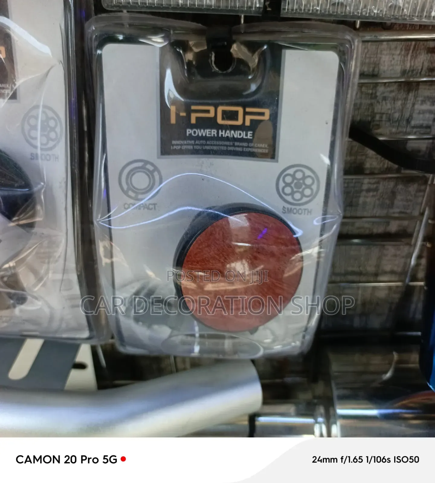I_pop Power Handle Steering Wheel Spinner Knob With Wood Grain Finish