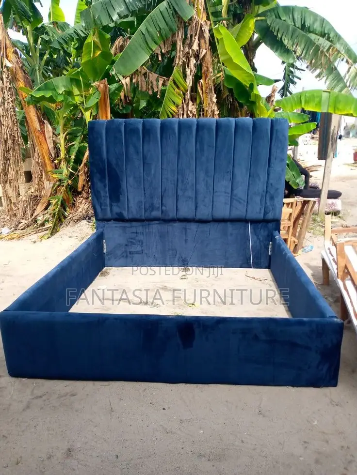 5x6 Navy Blue Chester Panel Bed Frame