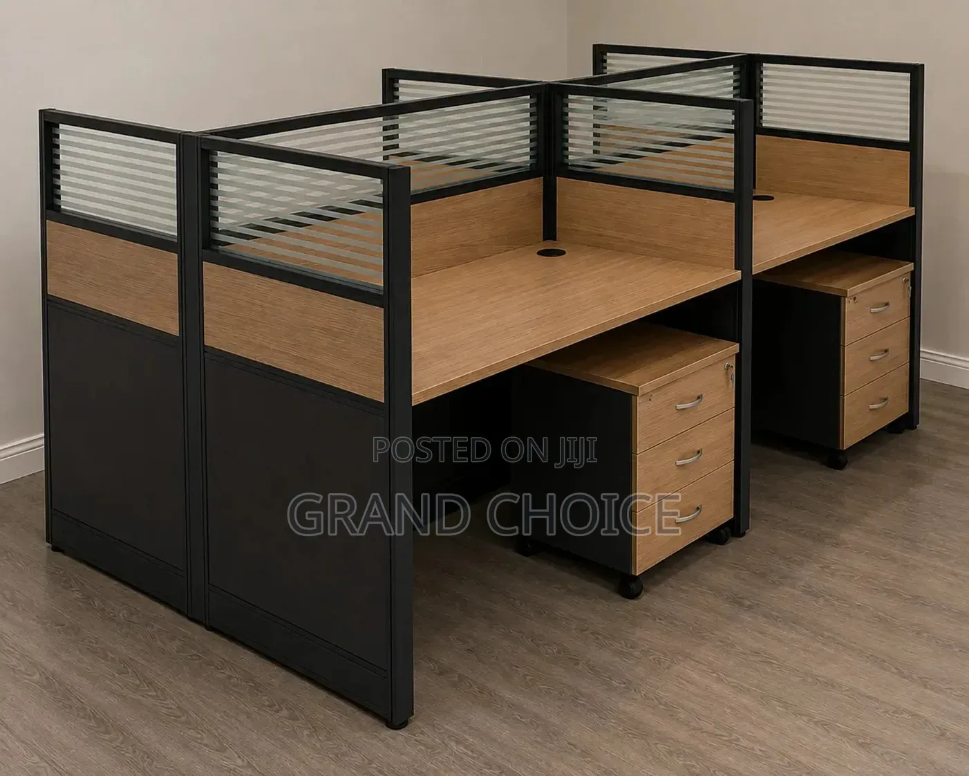 4-Way Partitioned Workstation Desk With Drawers