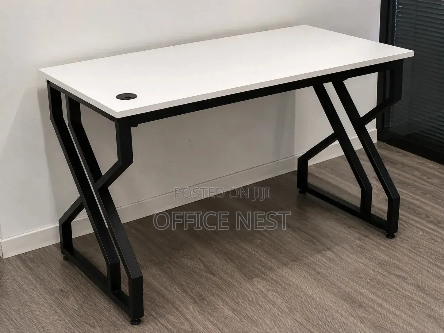 Modern Metallic Office Desk With White Top