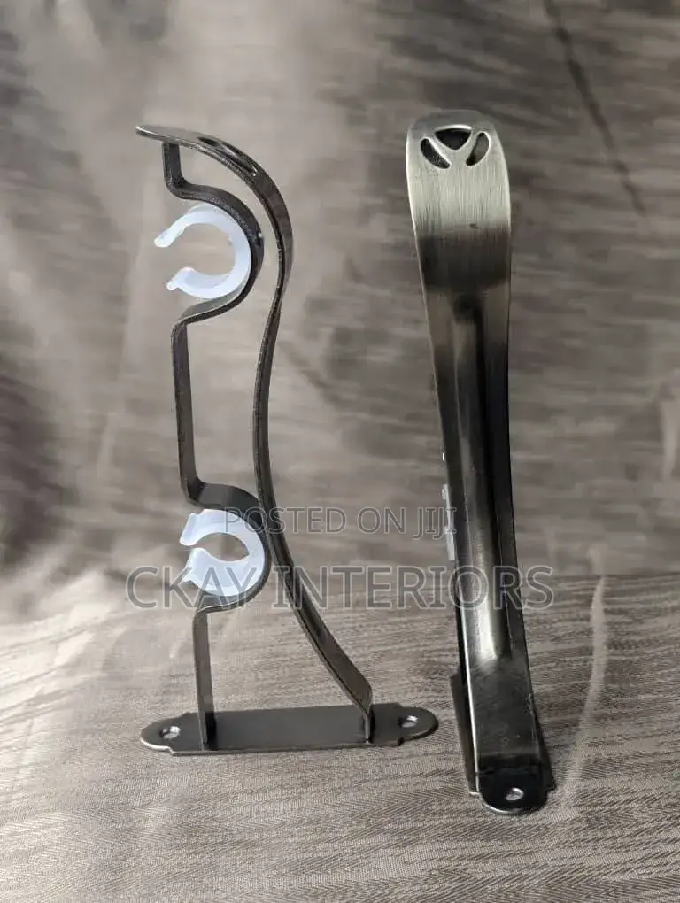 Smooth Silver Grey Double and Single Curtain Rod Brackets