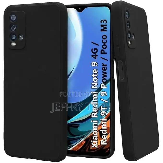 Soft Silicone Back Cover for Xiaomi Redmi 9T - Black, Anti-Fingerprint
