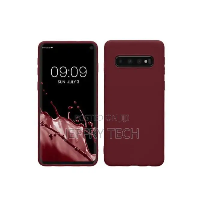 Soft Silicone Back Cover for Samsung Galaxy S10 5G - Maroon, Anti-Fing