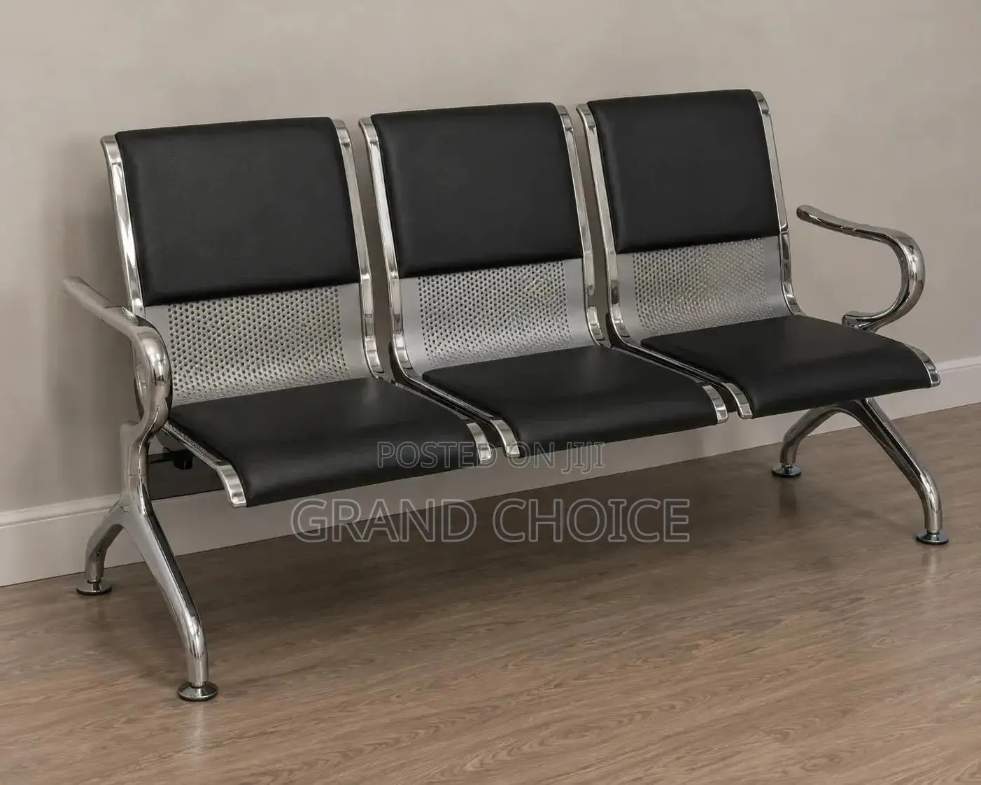 Black Reception Chairs With Chrome Frame