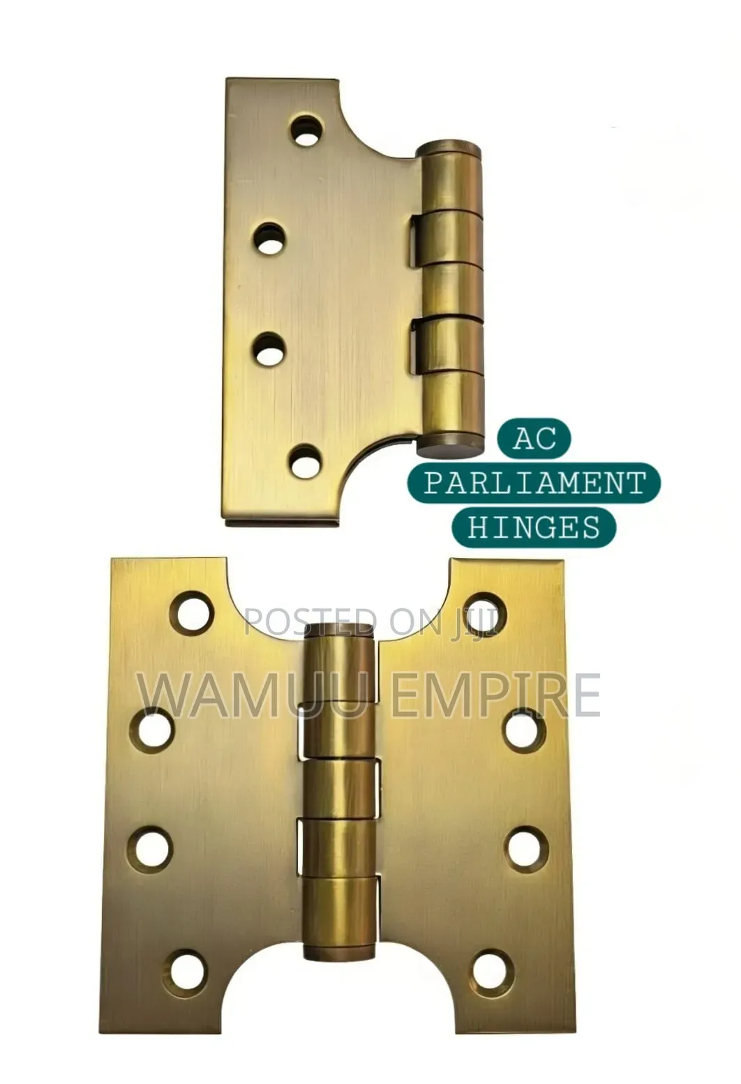 Brass Parliament Hinges Feature an Extended Knuckle