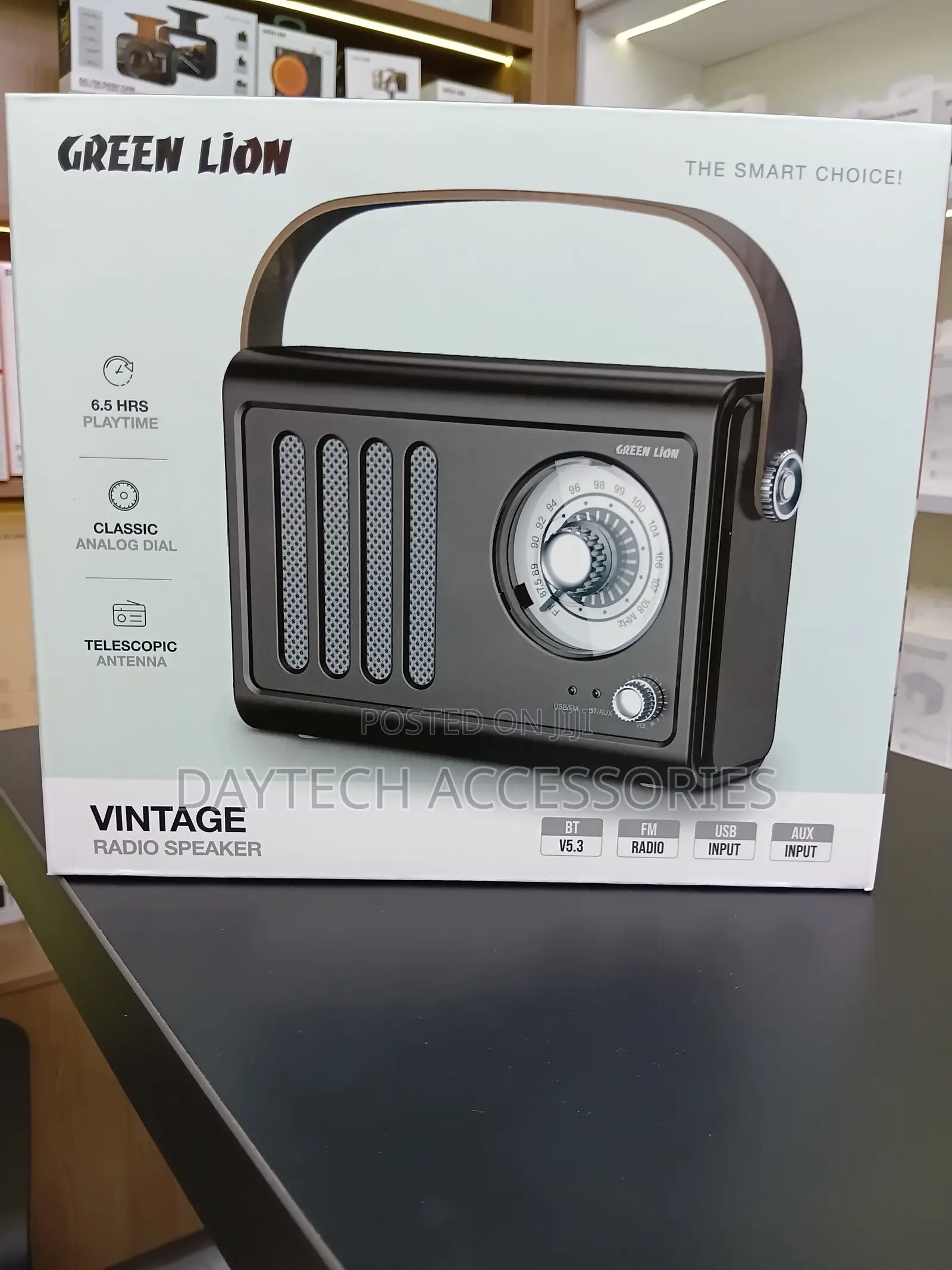 Green Lion Vintage Radio Speaker Bluetooth 5.3 FM Radio USB-C - 5W