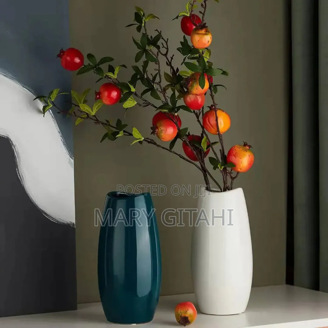 White Dark Blue*Ceramic Flower Vase