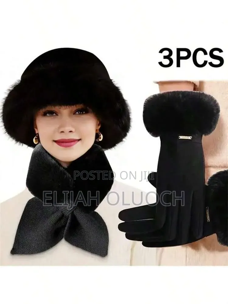 3-Pieces Winter Chic Black Accessories Set