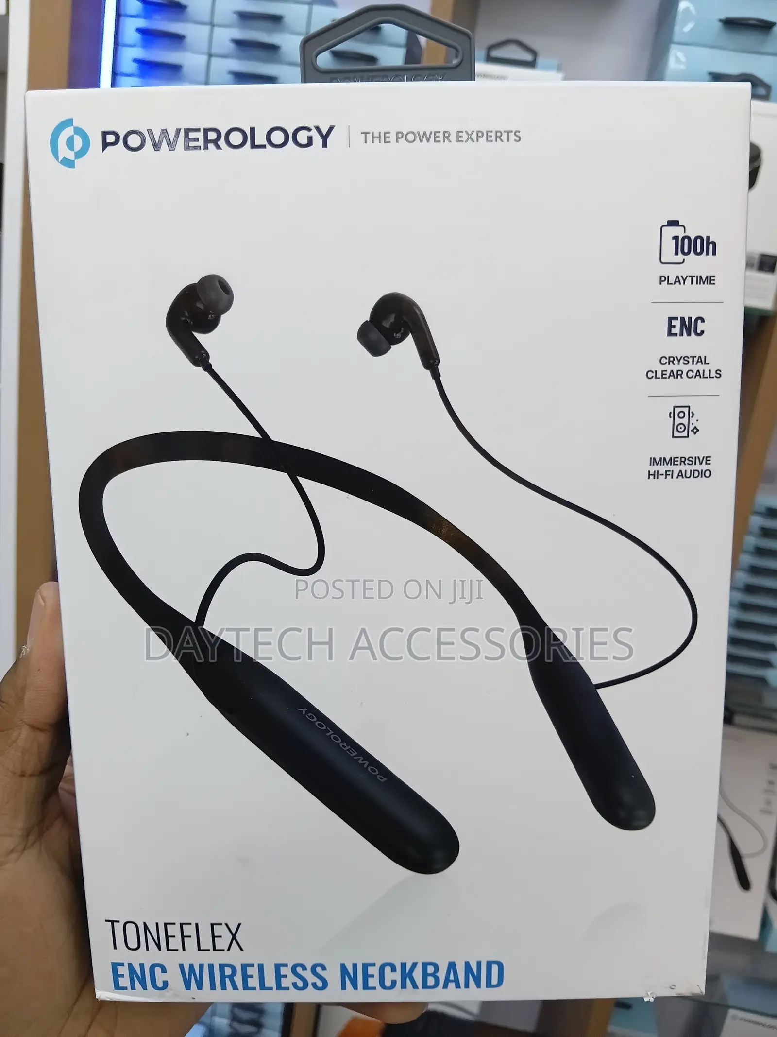 Powerology ToneFlex ENC Wireless Neckband Earphones 13mm Drivers.