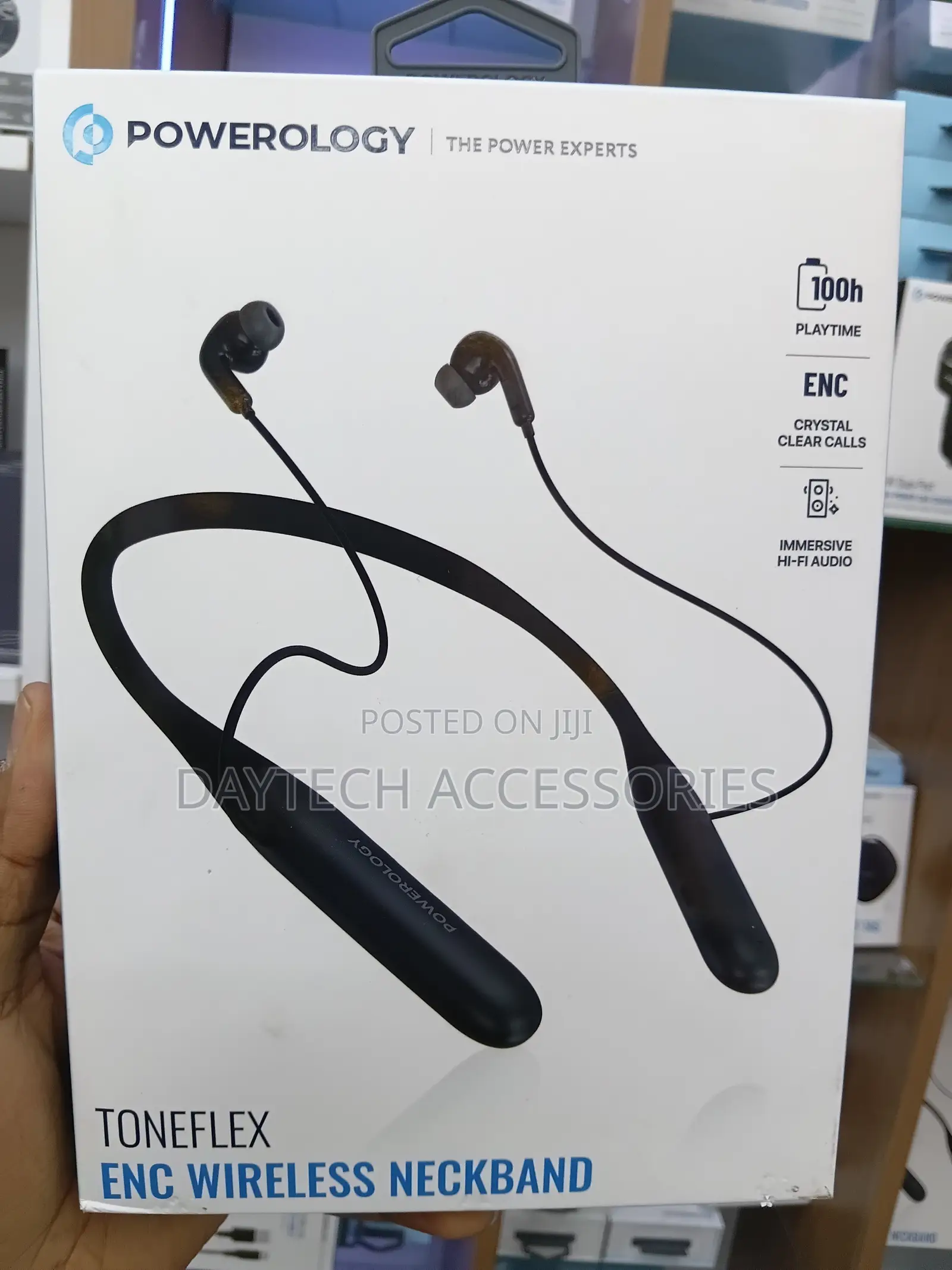 Powerology ToneFlex ENC Wireless Neckband Earphones 13mm Drivers.
