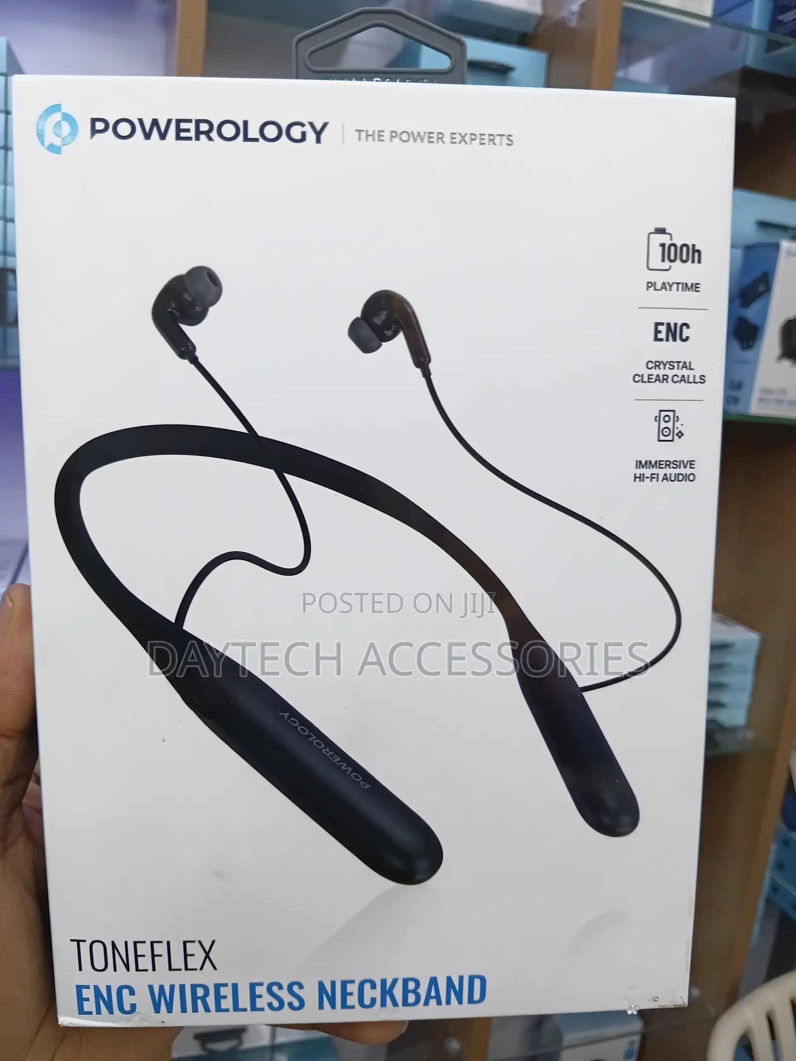 Powerology ToneFlex ENC Wireless Neckband Earphones 13mm Drivers.