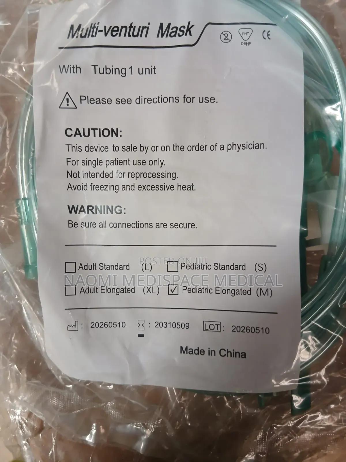 Pedeatric Disposable Oxygen Venturi Mask