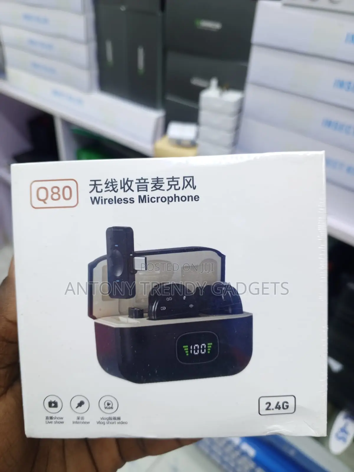 Q80 2.4G Wireless Lavalier Mic Set With Digital LED Display