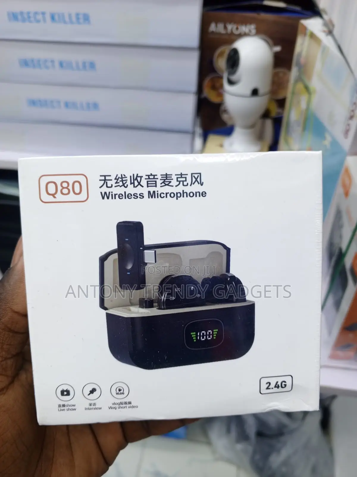 Q80 2.4G Wireless Lavalier Mic Set With Digital LED Display