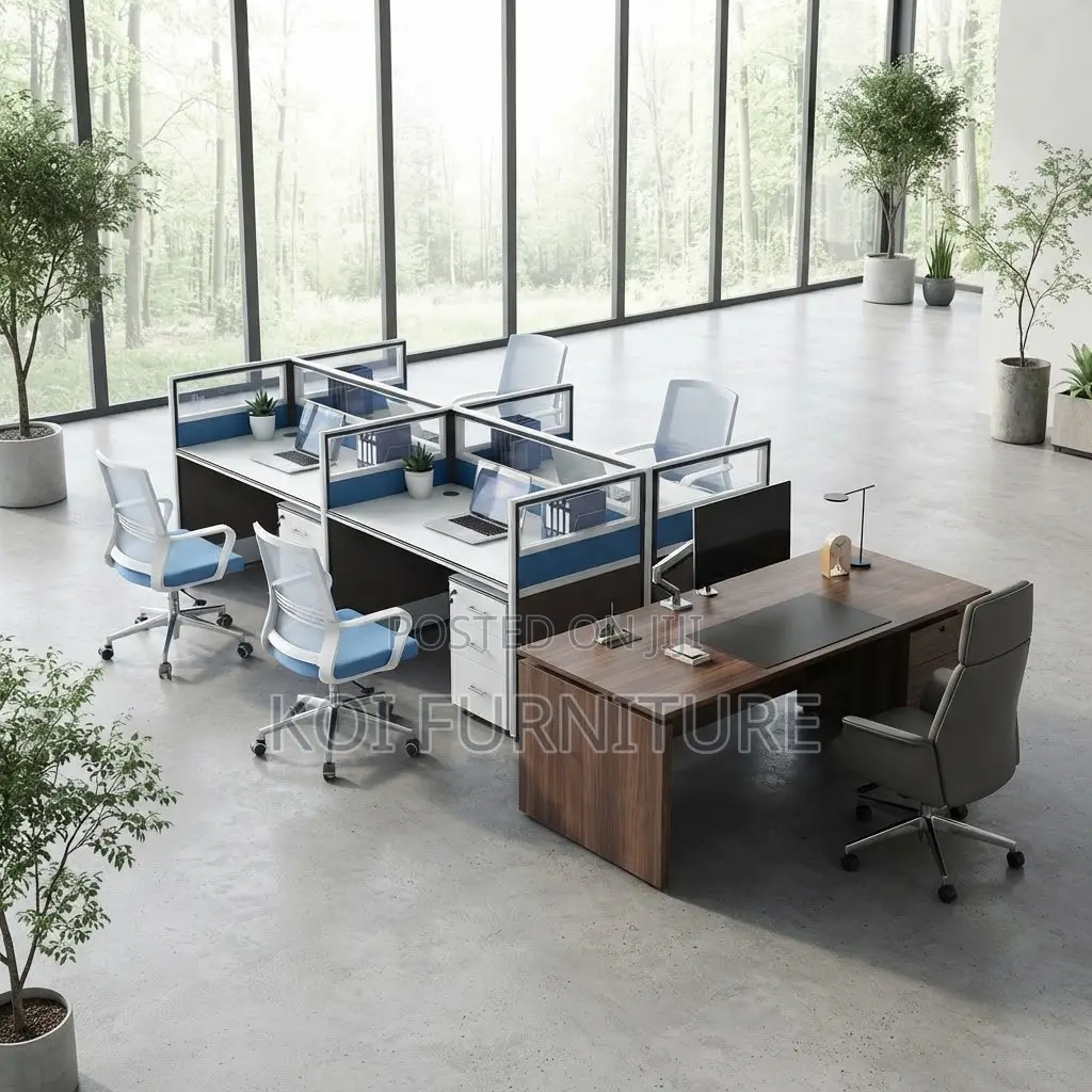 Office Workstation; Four Users MDF Office Organization MDF Workstation